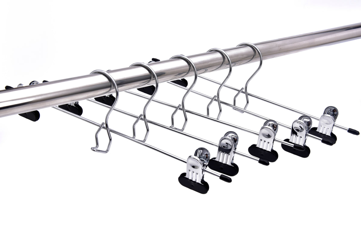M054 – Heavy-Duty Metal Clip-On Add-On Hanger with Wide Clips – 13" – Chrome