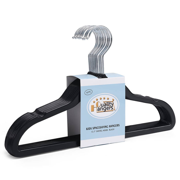 P415-BK – Kids Slim ABS Plastic Shirt Hanger – 13.7" – Black