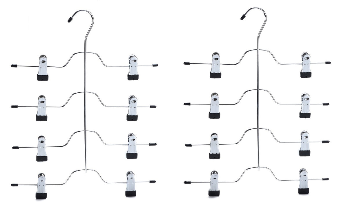 2801 – Heavy-Duty Metal 4-Tier Stacking Hanger with Clips – 12.5" – Chrome