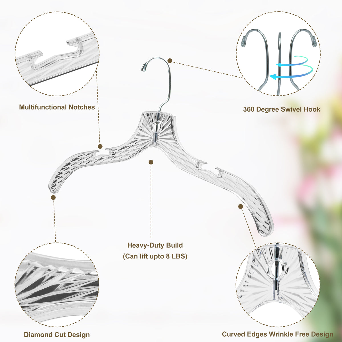 P020 / 5501 – Crystal Clear Plastic Shirt Hanger – 17"