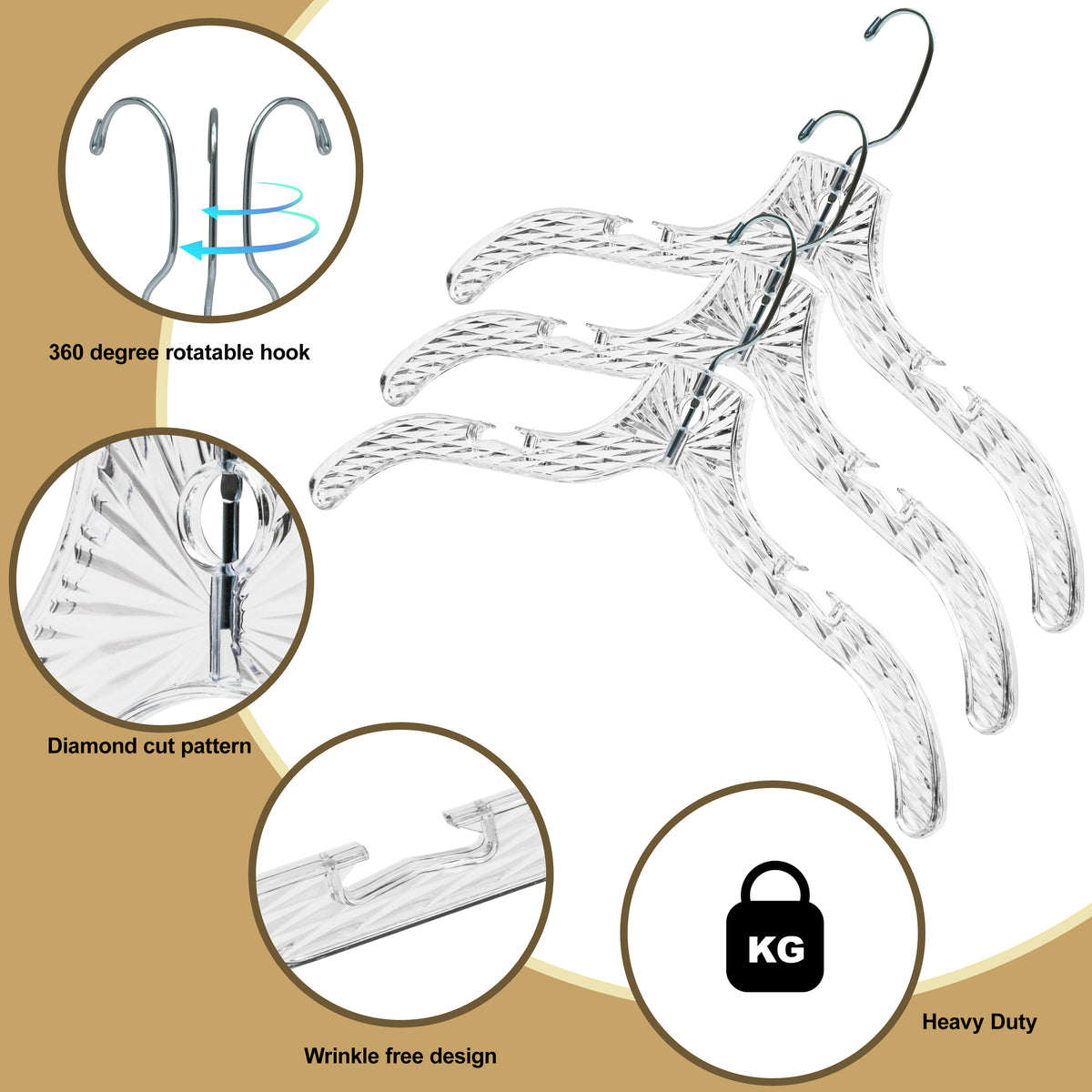P020 / 5501 – Crystal Clear Plastic Shirt Hanger – 17"