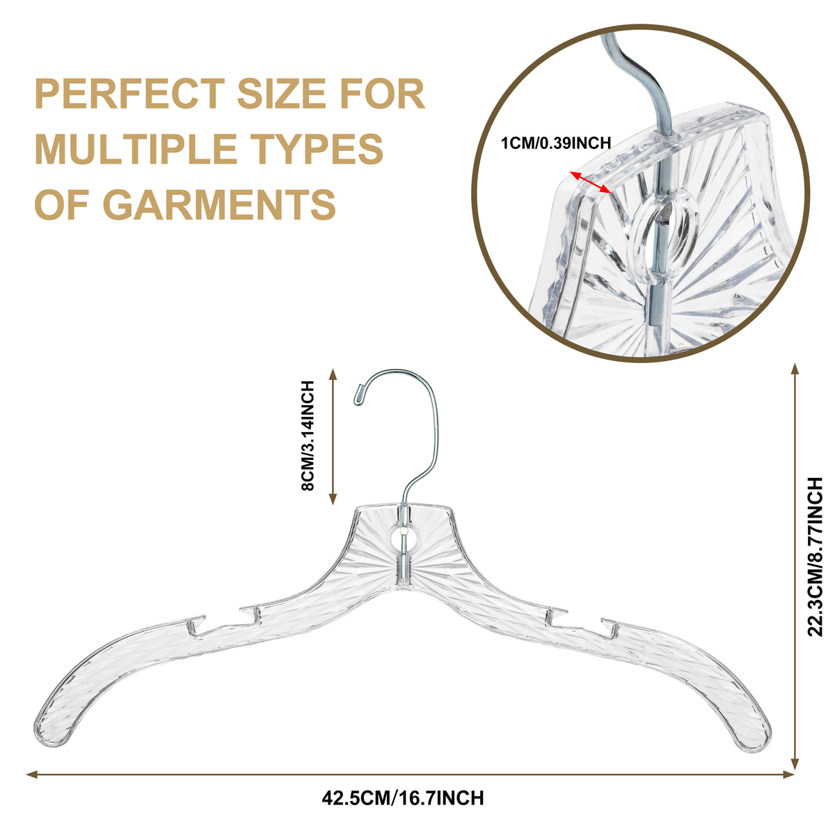 P020 / 5501 – Crystal Clear Plastic Shirt Hanger – 17"