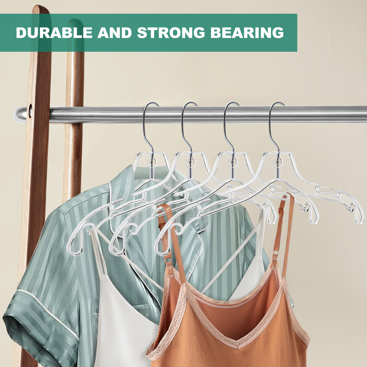 6150 – Crystal Clear Plastic Shirt Hanger, Cut Design – 17" – Clear