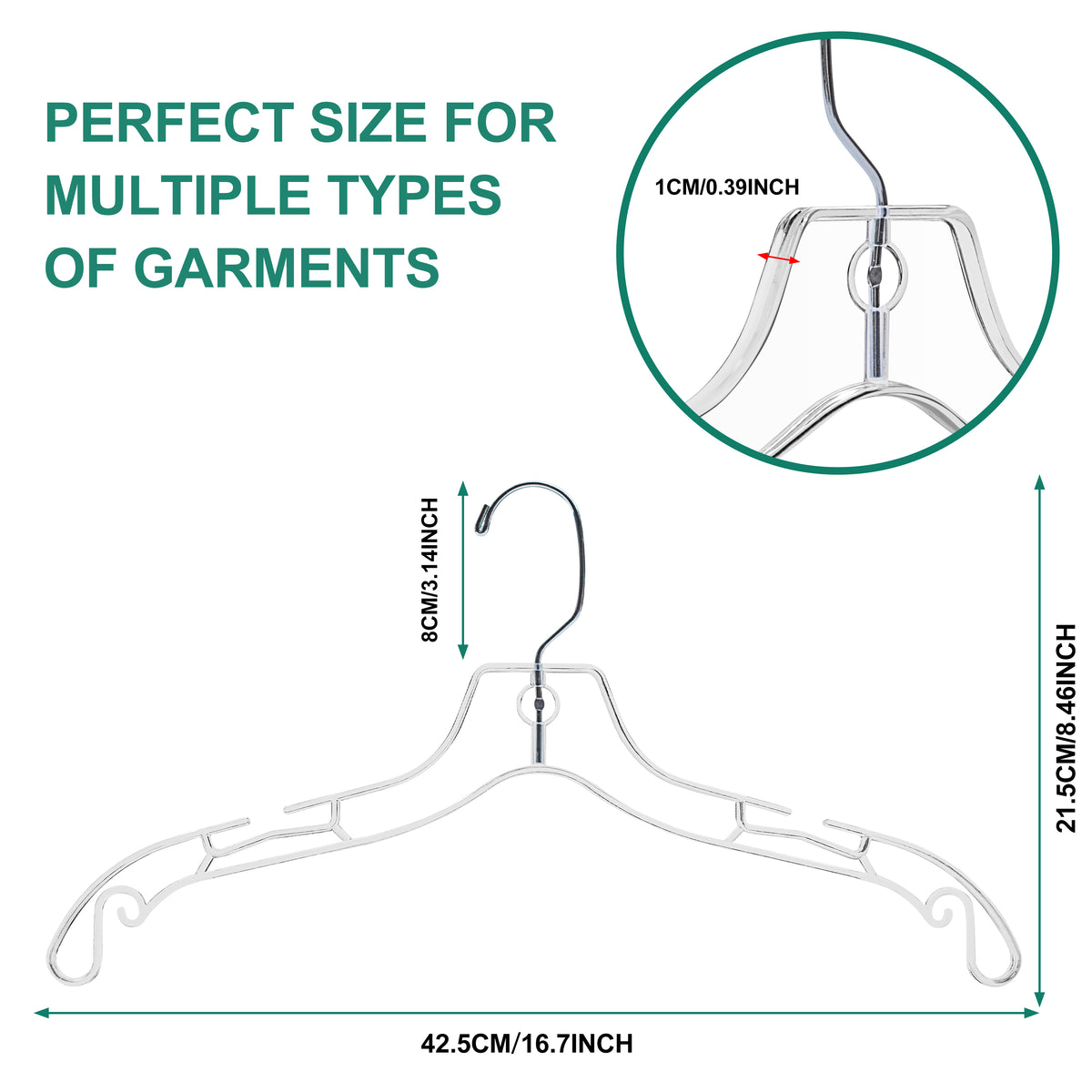 6150 – Crystal Clear Plastic Shirt Hanger, Cut Design – 17" – Clear