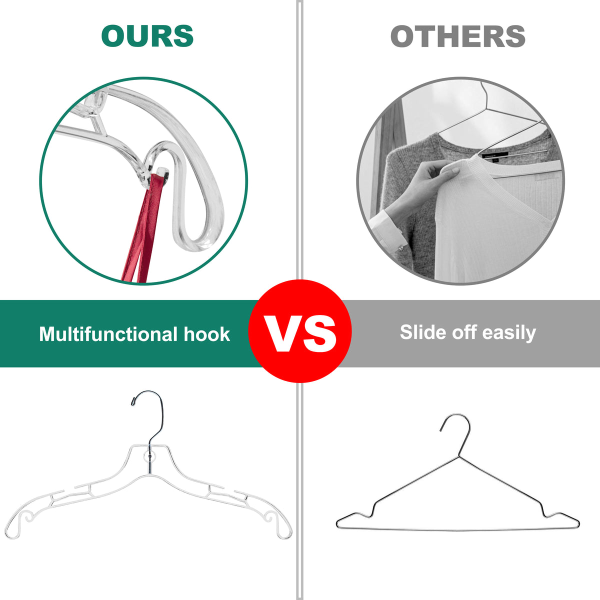 6150 – Crystal Clear Plastic Shirt Hanger, Cut Design – 17" – Clear