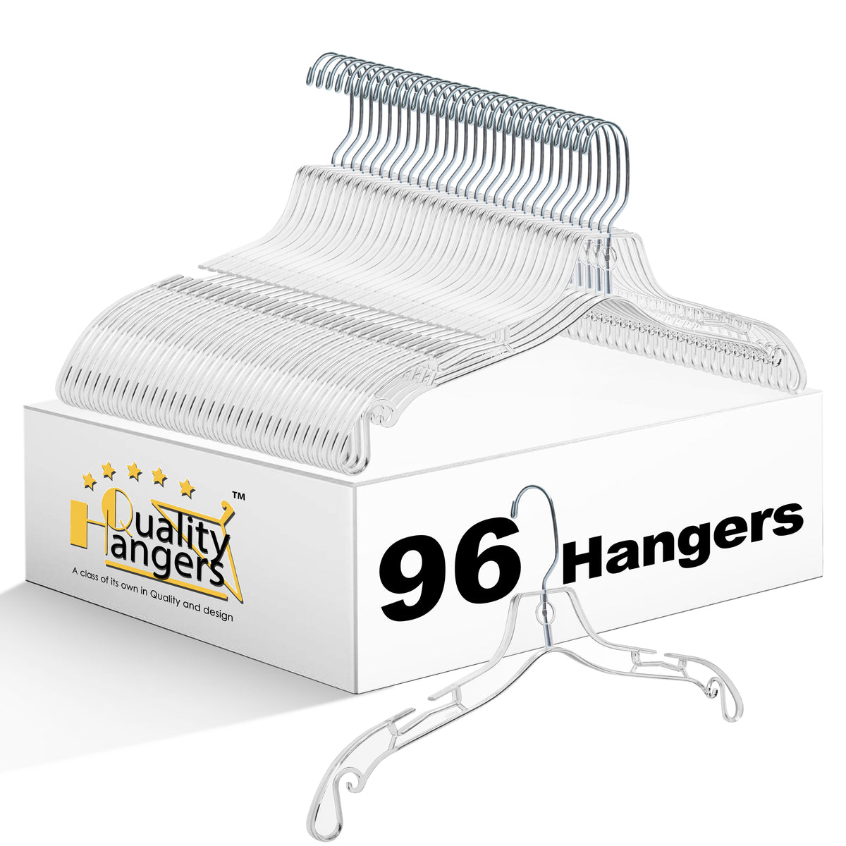 6150 – Crystal Clear Plastic Shirt Hanger, Cut Design – 17" – Clear