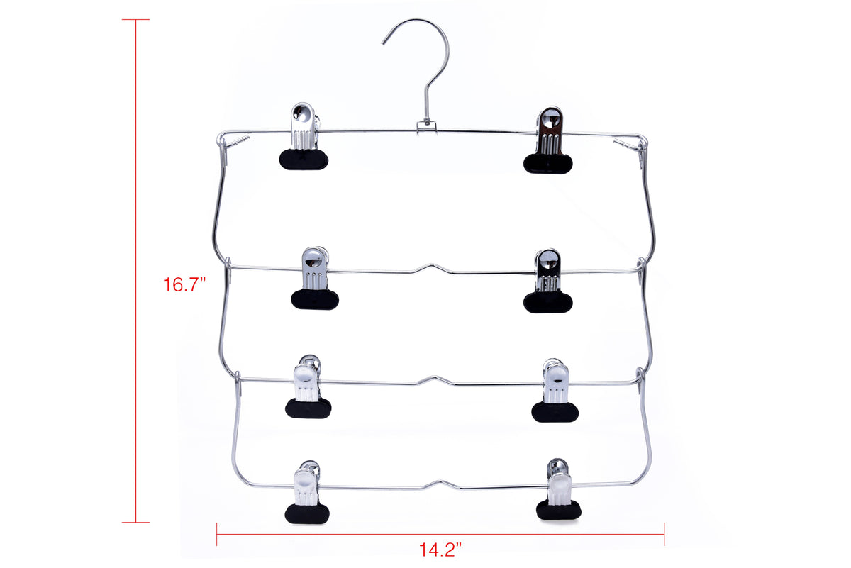 M050 - Heavy Duty 4 Tier Hanger Foldable Wide Clips - 24 pcs (Retail Packed)