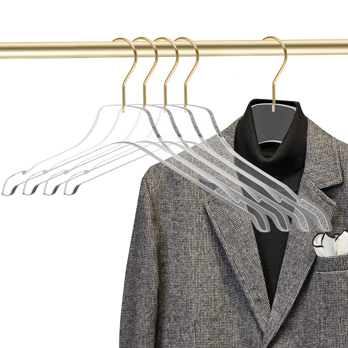 8010 – Clear Acrylic Shirt & Coat Hanger – 17" – Clear / Chrome Hook