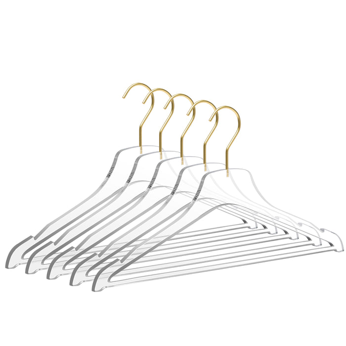 8011 – Clear Acrylic Shirt & Coat Hanger with Bar – 17" – Clear / Chrome Hook