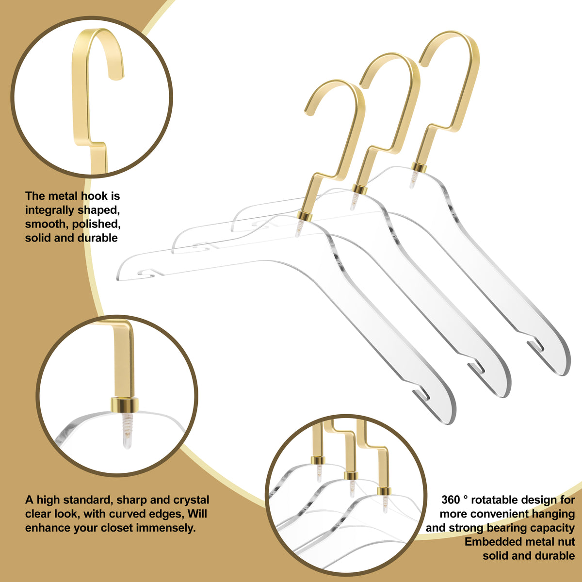12.5" Clear Acrylic Kids Hanger for The Bedroom and Coat Closets, for Coats Suits and Shirts - Thickness 0.39" - 50 Hangers
