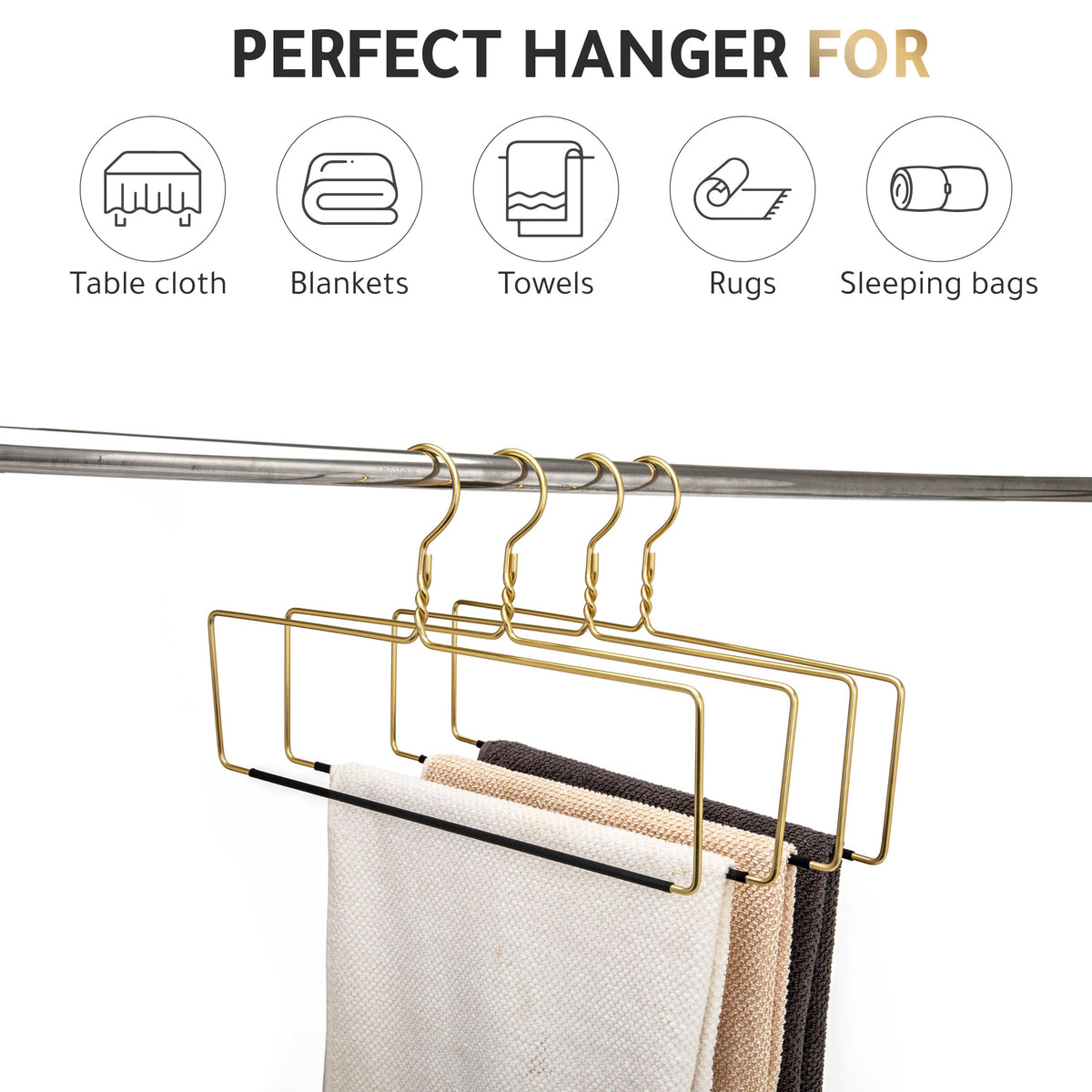 AL50 - 18" Gold Aluminum Blanket Table Cloth Hangers with Nonslip Vinyl Coated- 20 Hangers  (Retail Packed)
