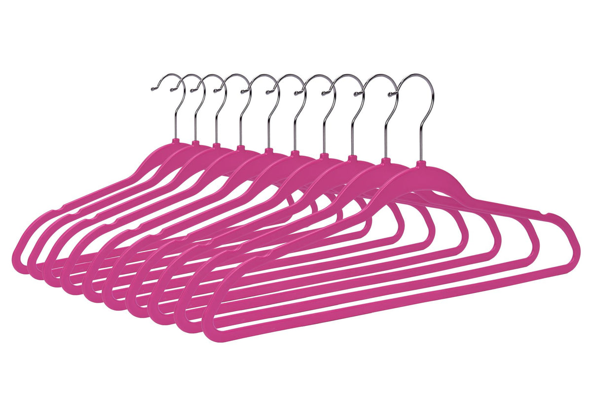 PL024 – Space-Saving Plastic Shirt Hanger – 17.7" – Pink