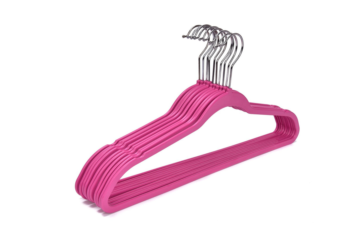 PL024 – Space-Saving Plastic Shirt Hanger – 17.7" – Pink
