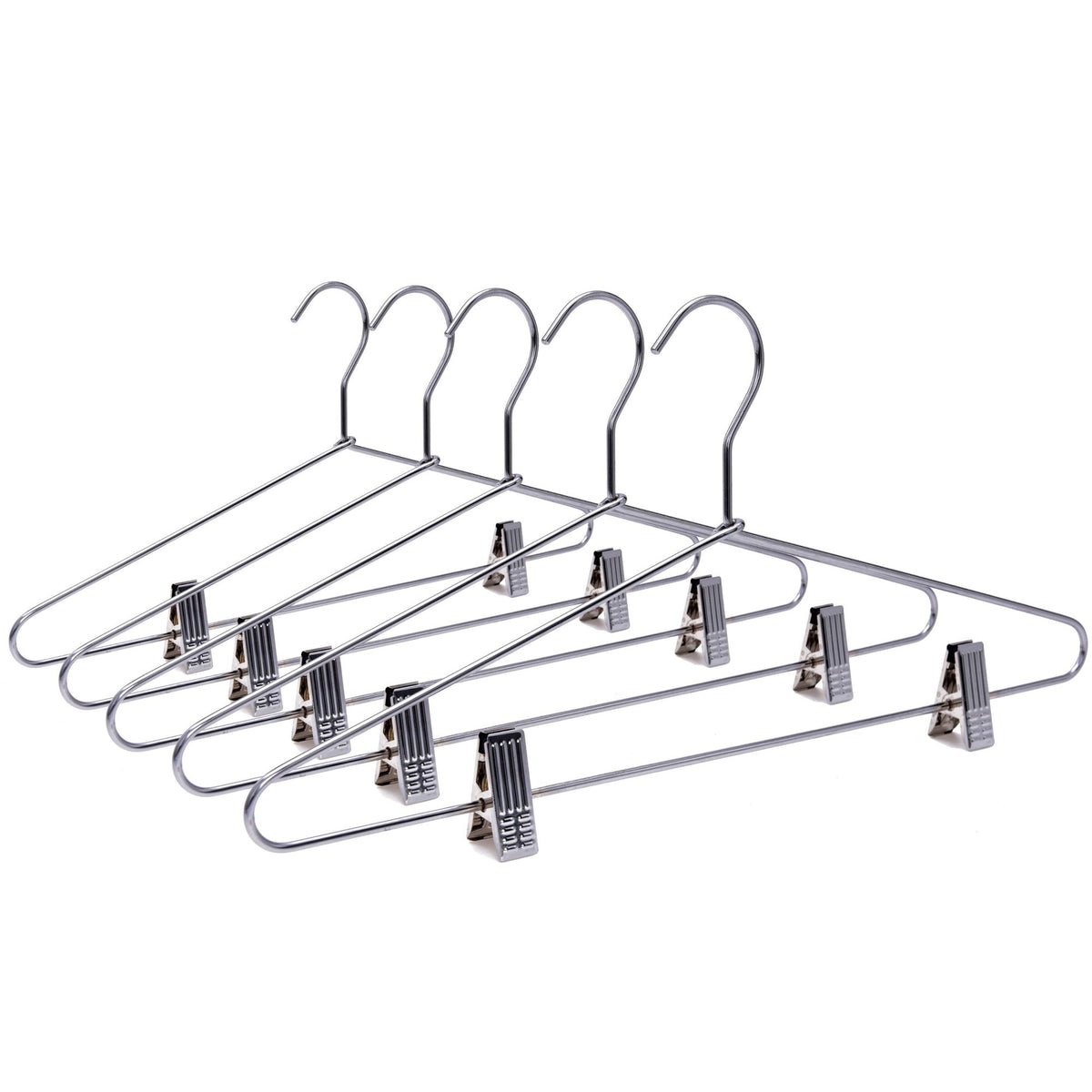M052-10  - Heavy Duty Metal Skirt Hanger with Clips - 100 Hangers
