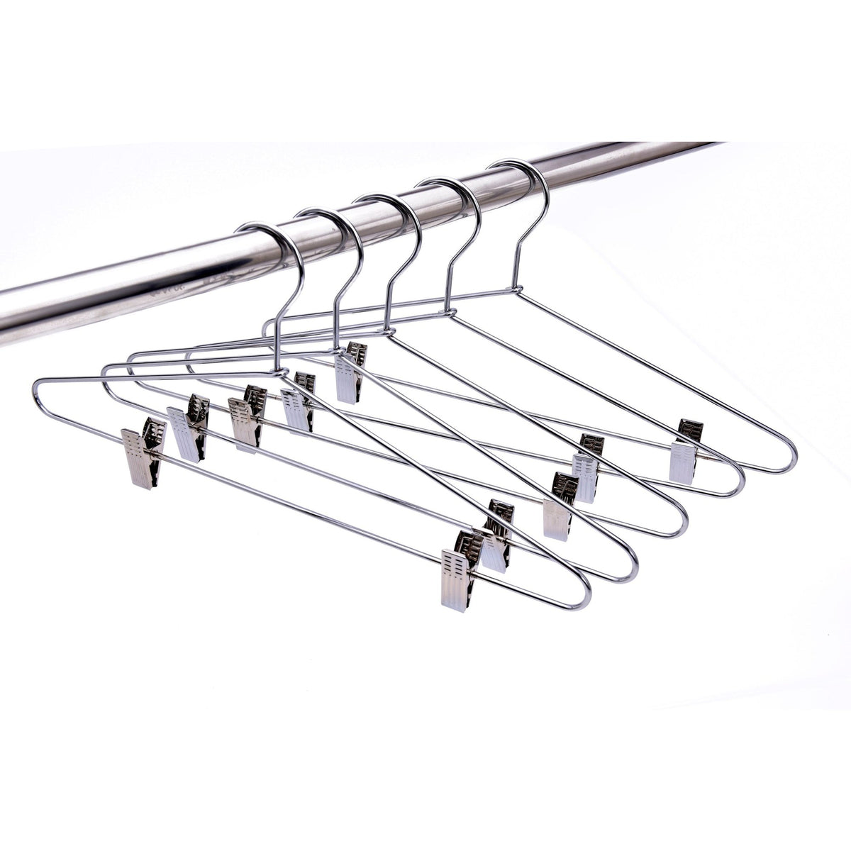 M052-10  - Heavy Duty Metal Skirt Hanger with Clips - 100 Hangers