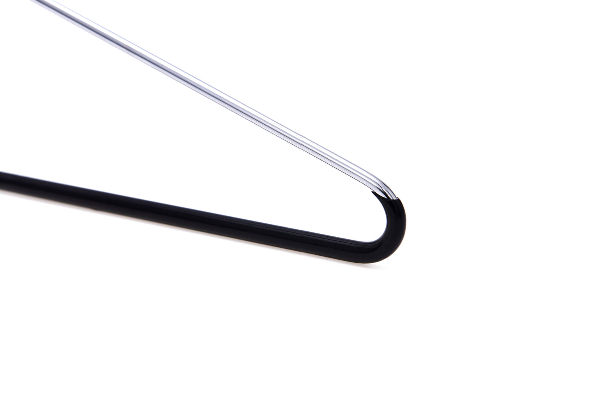 8881 – Metal Shirt Hanger with PVC-Coated Bar – 17" – Chrome / Black Bar