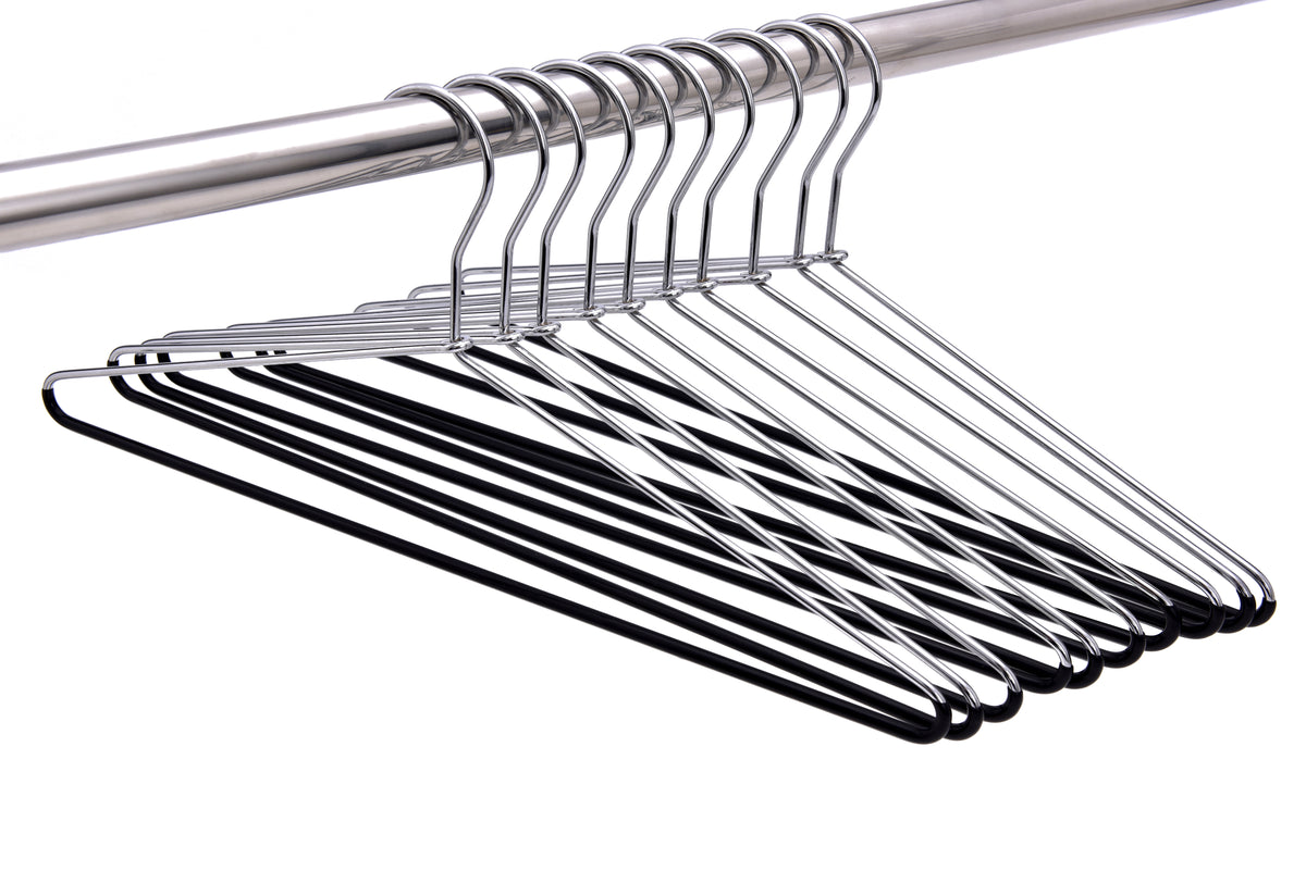 8881 – Metal Shirt Hanger with PVC-Coated Bar – 17" – Chrome / Black Bar