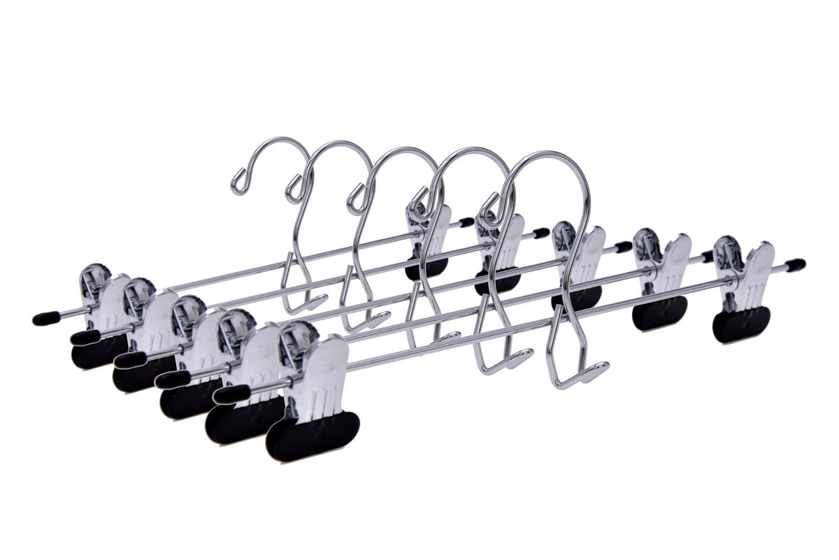 M054 – Heavy-Duty Metal Clip-On Add-On Hanger with Wide Clips – 13" – Chrome