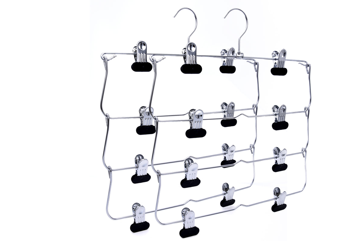 M050 - Heavy Duty 4 Tier Hanger Foldable Wide Clips - 24 pcs (Retail Packed)