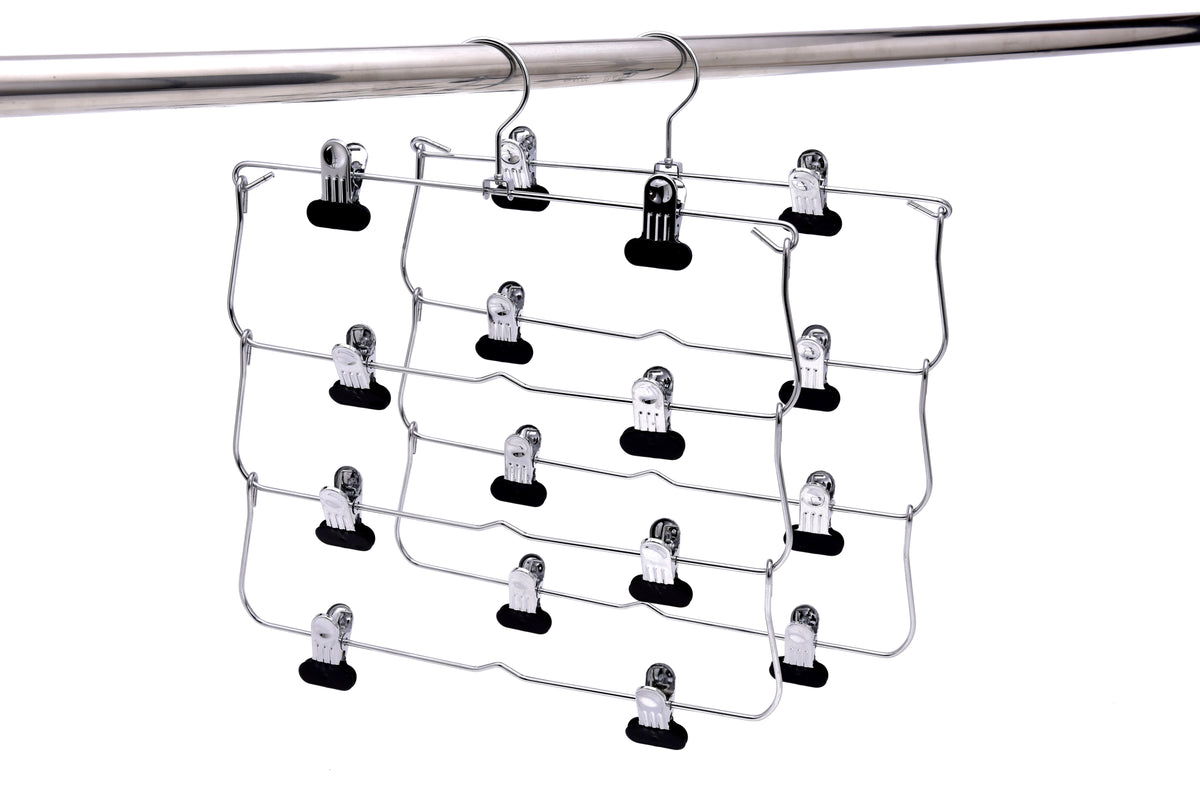 M050 - Heavy Duty 4 Tier Hanger Foldable Wide Clips - 24 pcs (Retail Packed)