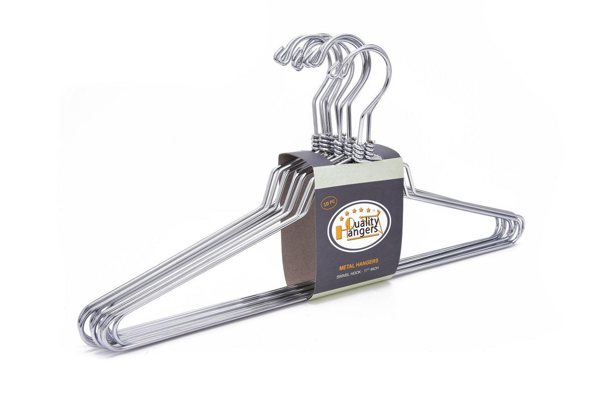 M013 – Heavy-Duty Metal Suit Hanger with Swivel Hook – 17" – Chrome