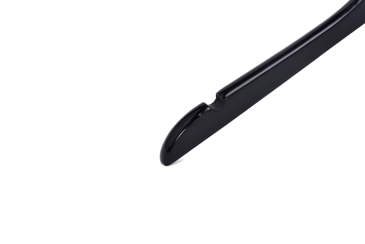W071 – Semi-Curved Wooden Coat & Suit Hanger – 17.5" – Black / Gold Hook