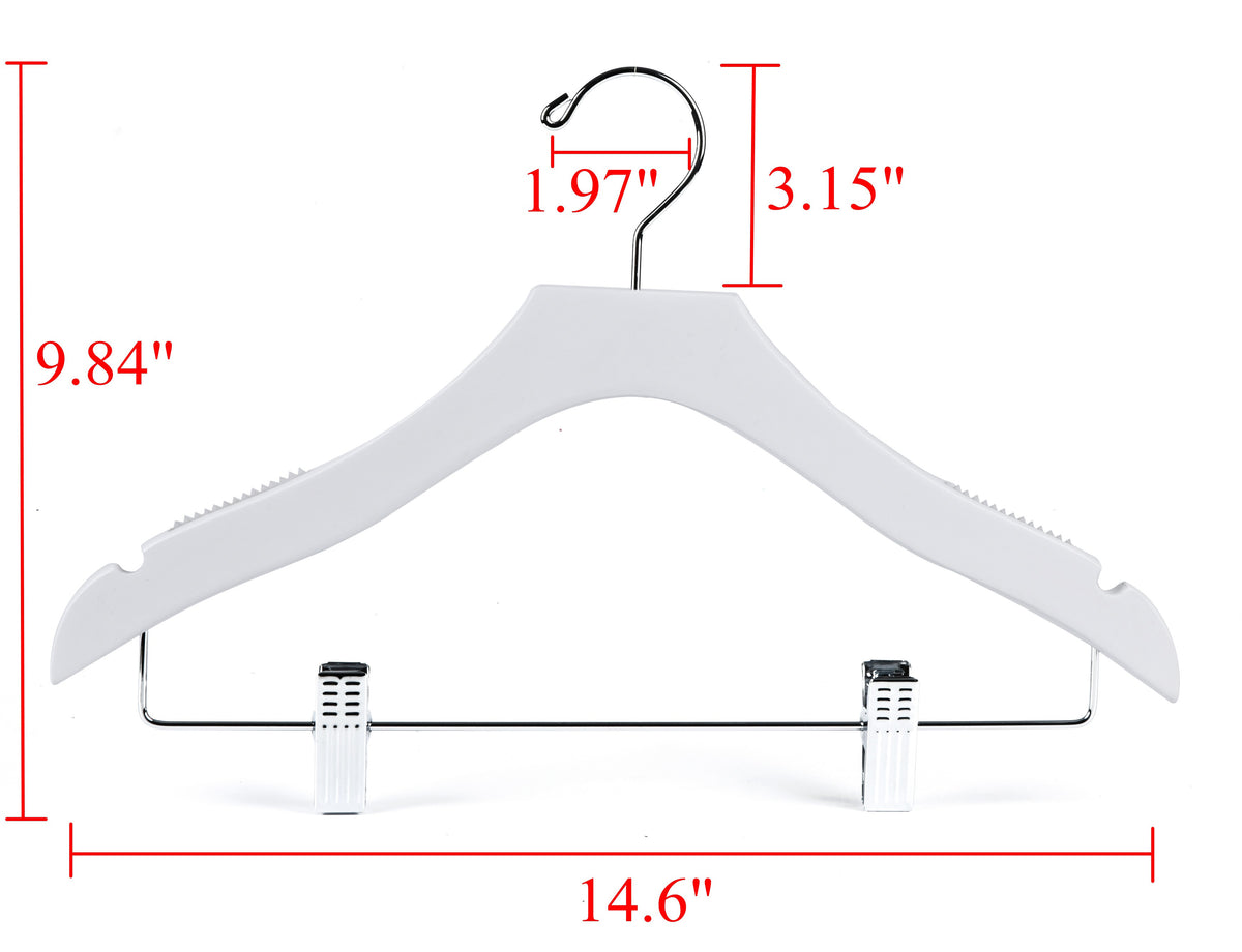 WK15 – Kids Luxury Wooden Skirt Hanger with Clips – 14.5" – White