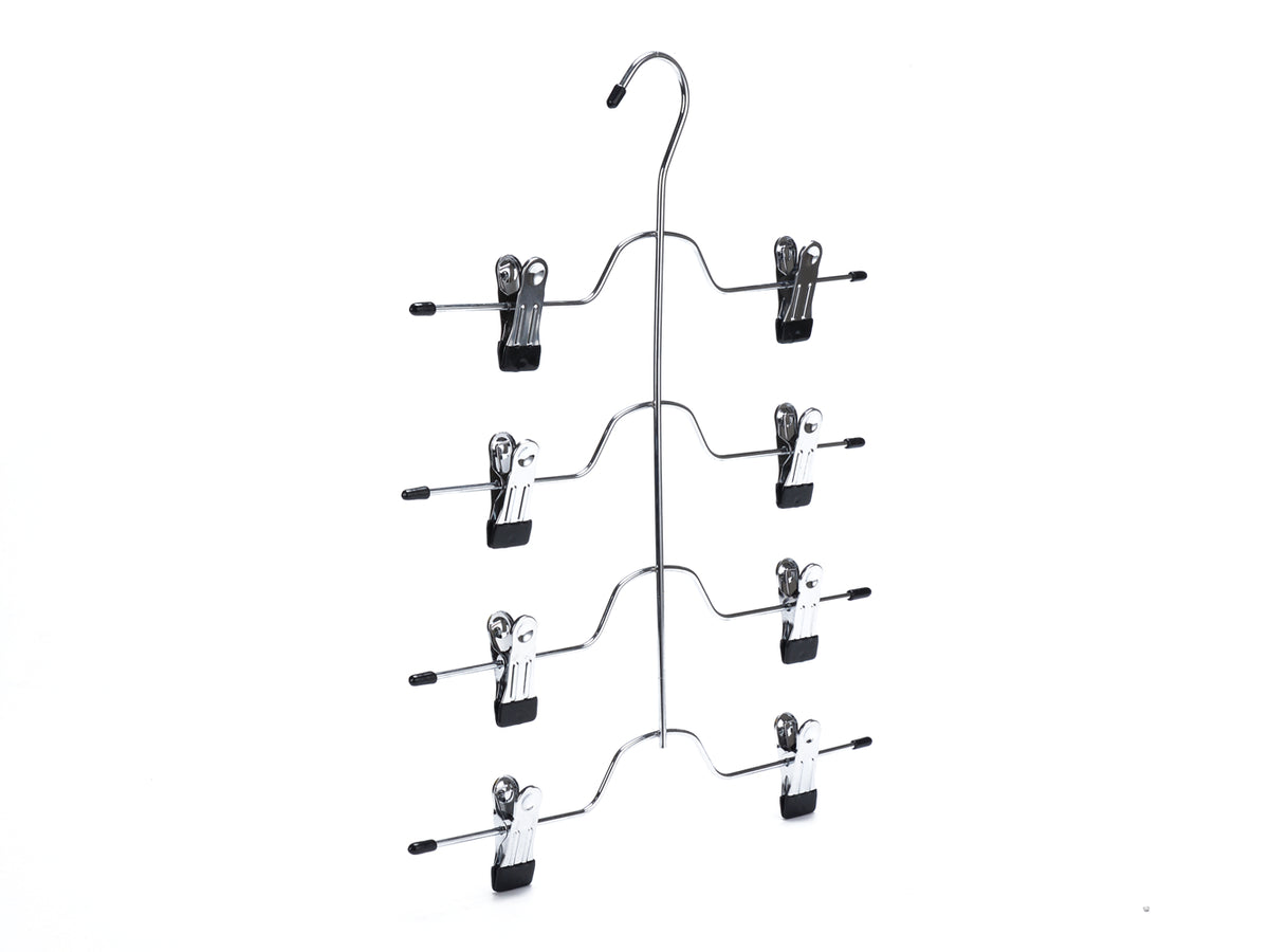 2801 – Heavy-Duty Metal 4-Tier Stacking Hanger with Clips – 12.5" – Chrome