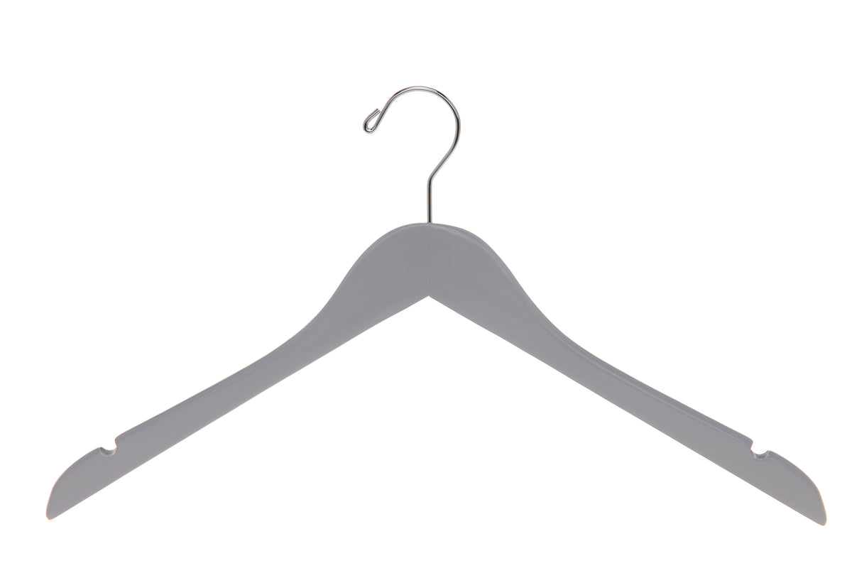 W061 – Semi-Curved Wooden Coat & Suit Hanger – 17.5" – Light Gray