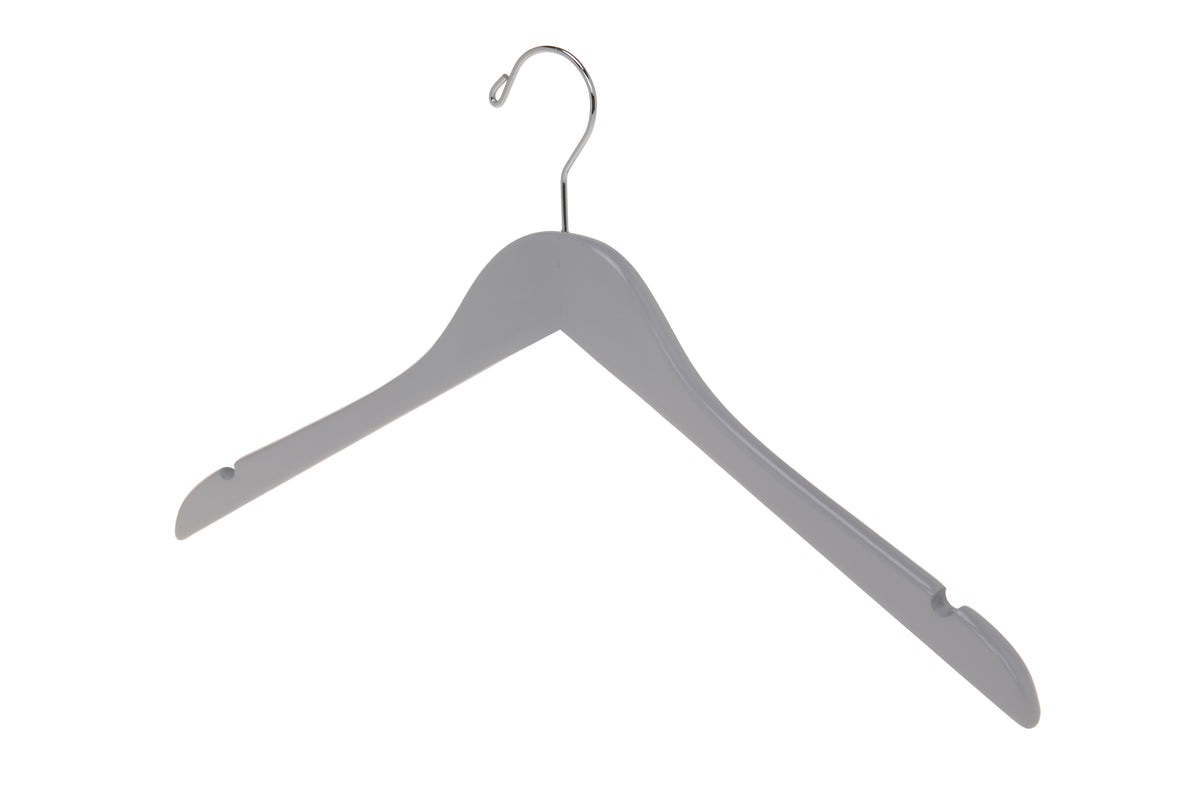 W061 – Semi-Curved Wooden Coat & Suit Hanger – 17.5" – Light Gray