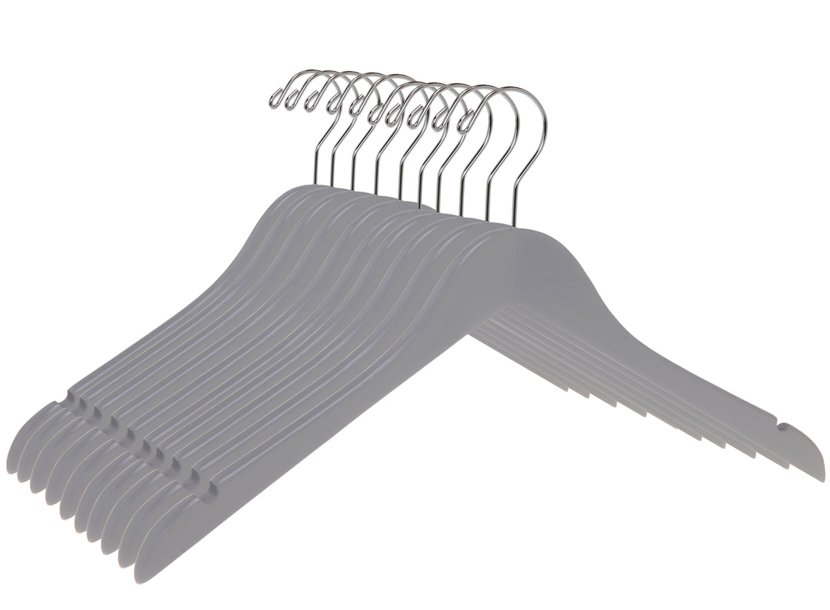 W061 – Semi-Curved Wooden Coat & Suit Hanger – 17.5" – Light Gray