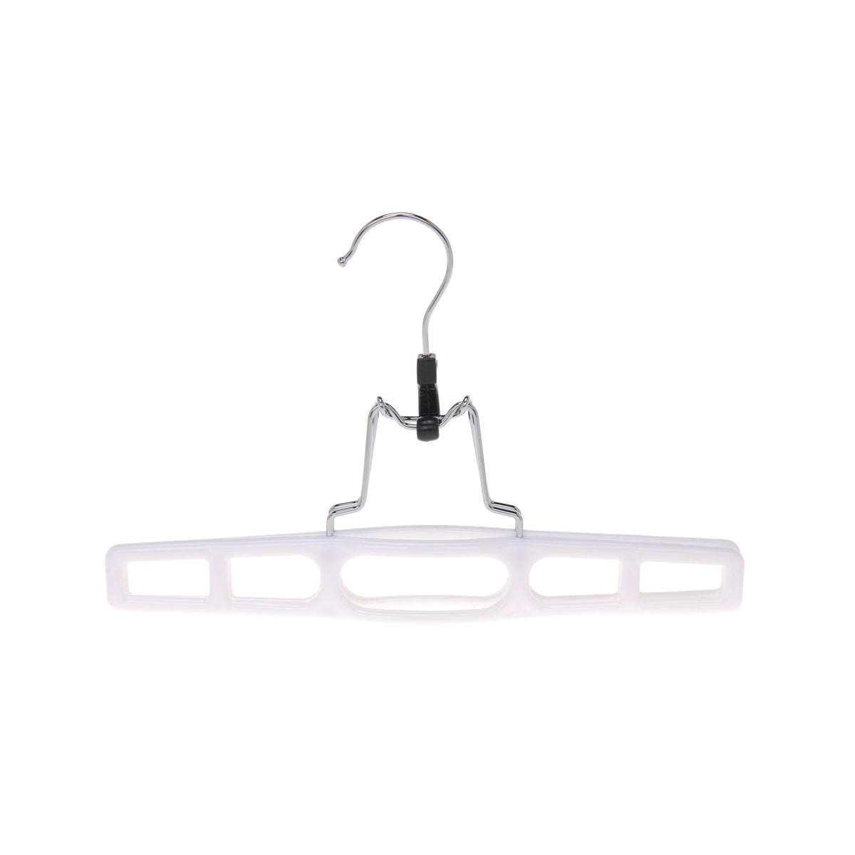 P032 – Heavy-Duty Plastic Skirt Hanger with Clamp – 11" – White