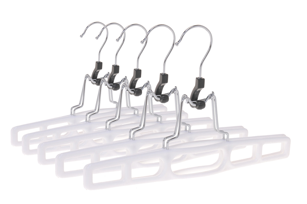 P032 – Heavy-Duty Plastic Skirt Hanger with Clamp – 11" – White