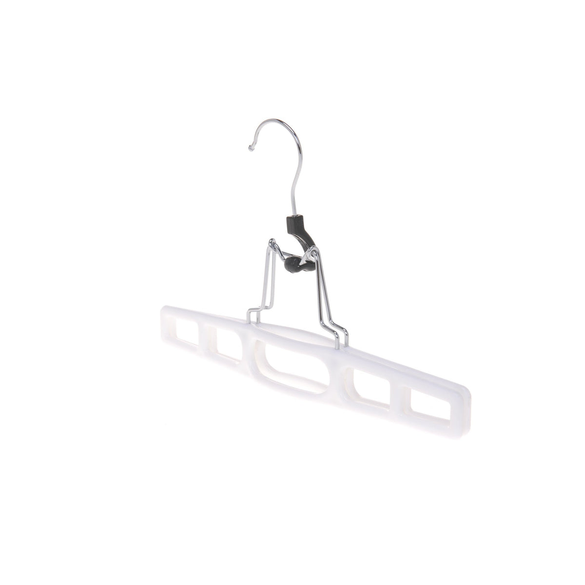 P032 – Heavy-Duty Plastic Skirt Hanger with Clamp – 11" – White