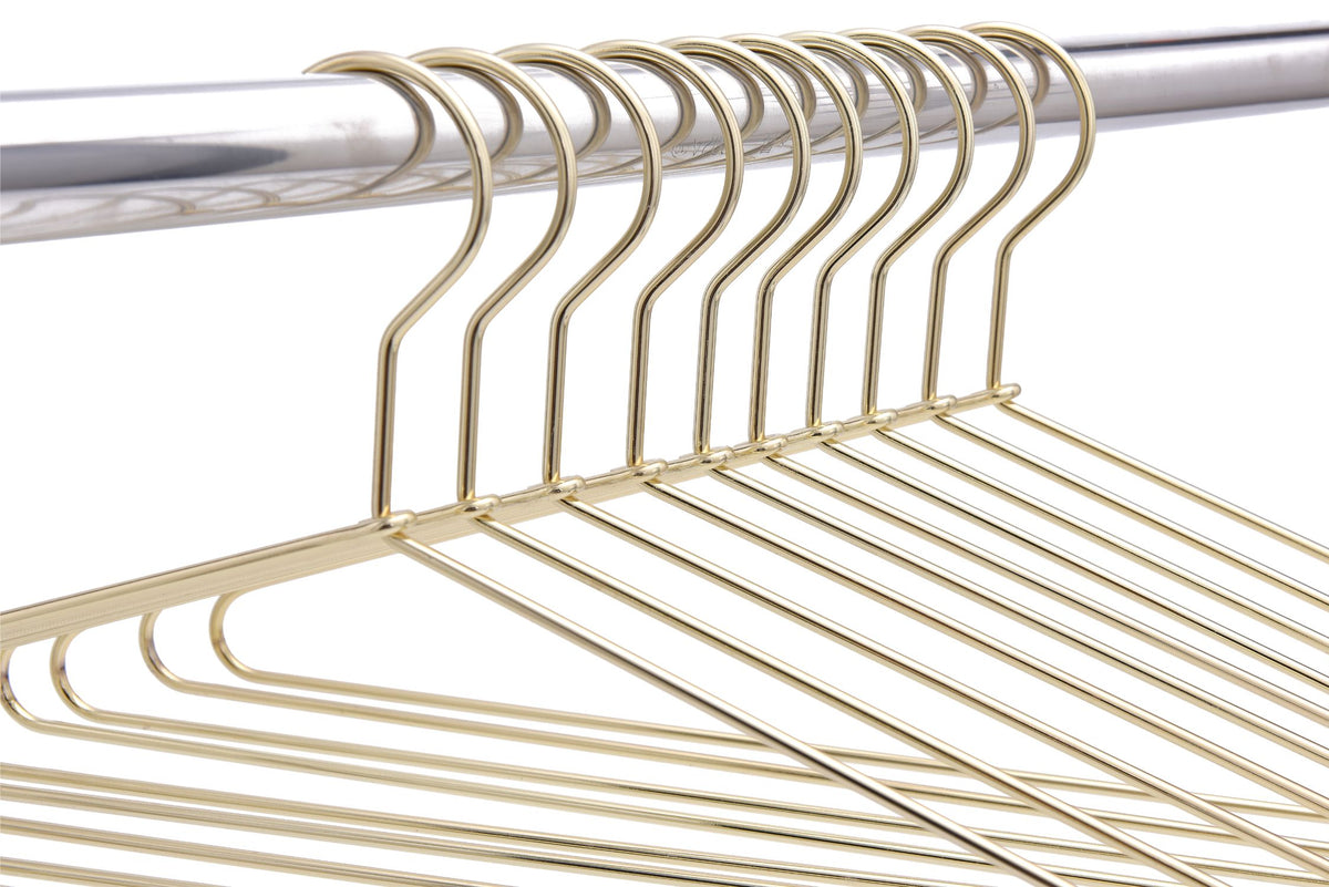 M020 - Gold Metal 17" Heavy Duty Hanger - 100 Hangers