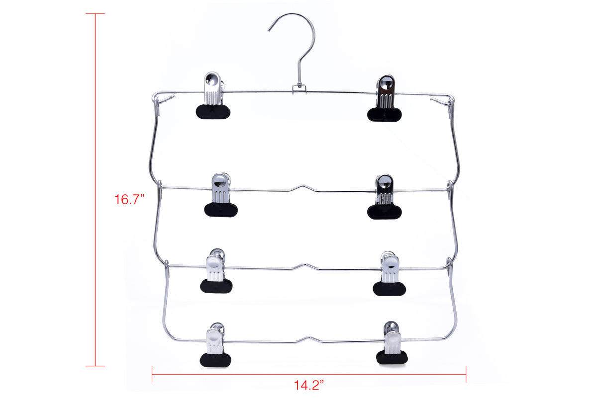 M050 - Heavy Duty 4 Tier Hanger Foldable Wide Clips - 24 pcs (Retail Packed)