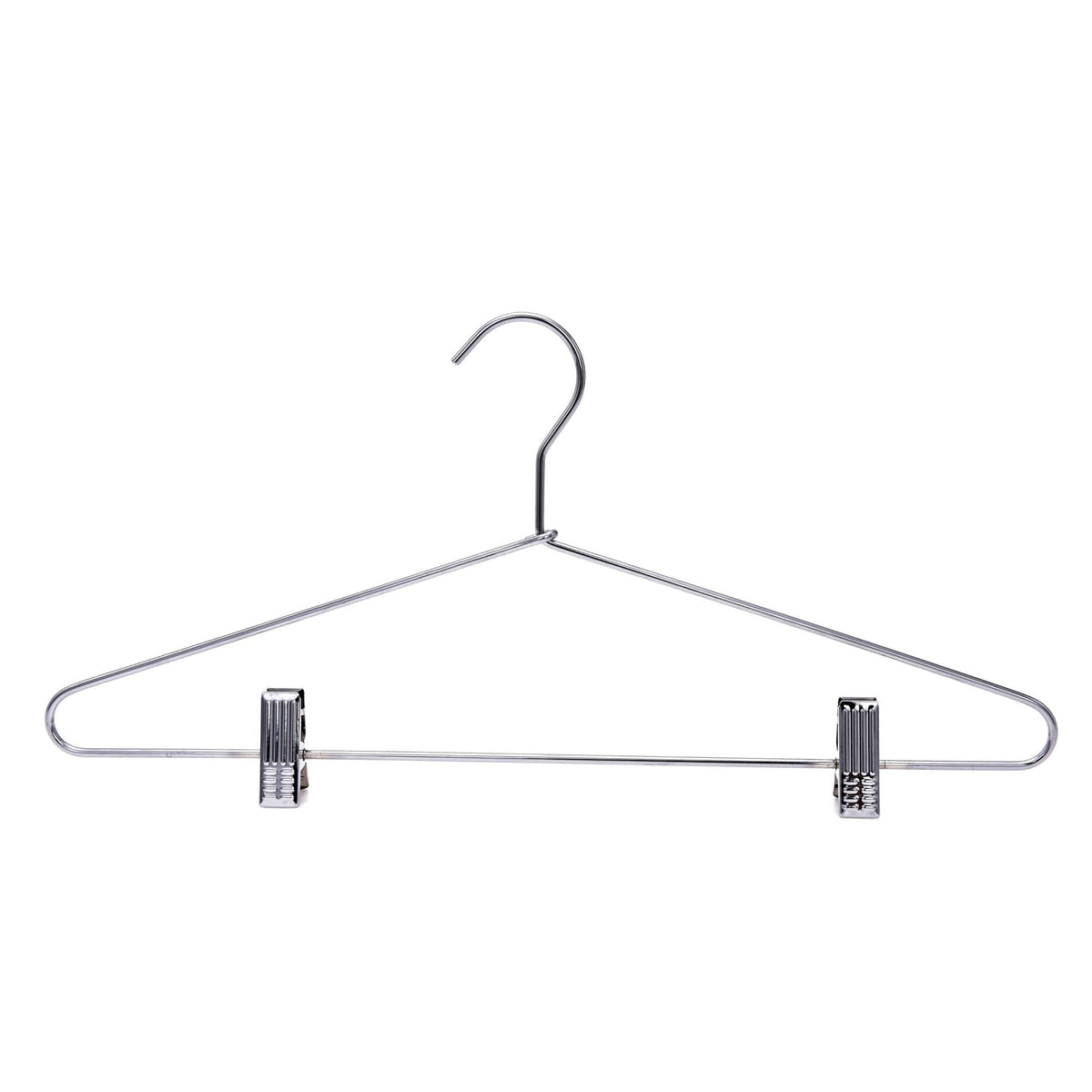 M052-10  - Heavy Duty Metal Skirt Hanger with Clips - 100 Hangers