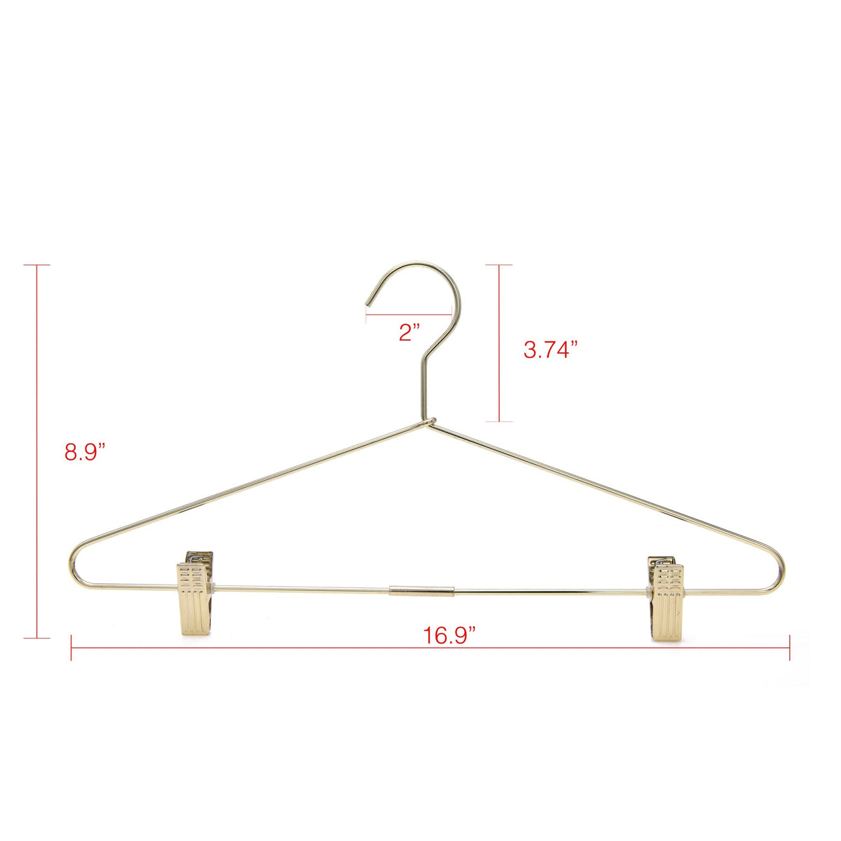 M070 - Gold Metal 17" Heavy Duty Skirt Hanger - 100 Hangers