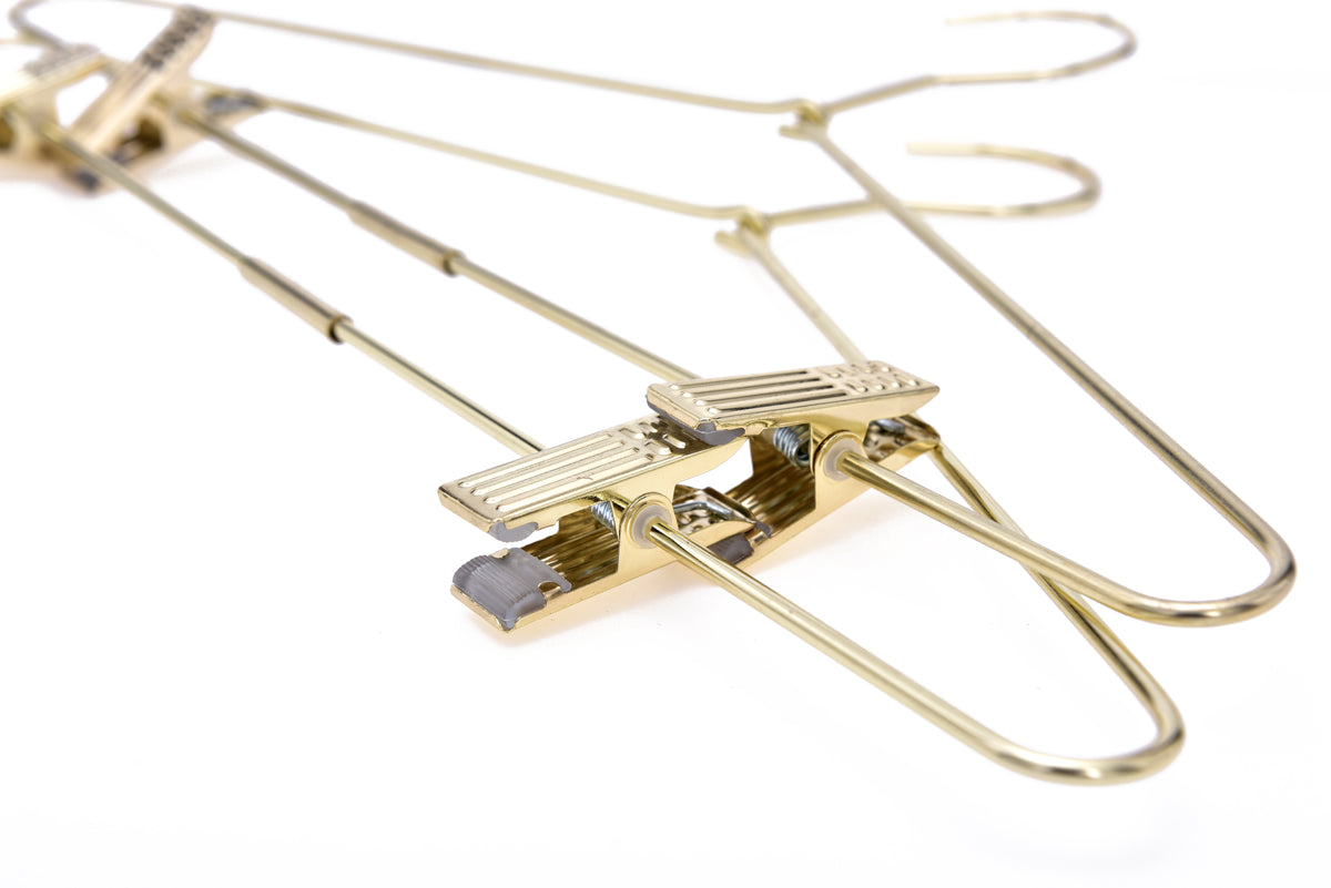 M070 - Gold Metal 17" Heavy Duty Skirt Hanger - 100 Hangers