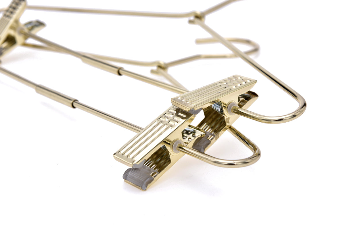 M072 - Gold Metal 12" Heavy Duty Kids Skirt Hanger - 100 Hangers