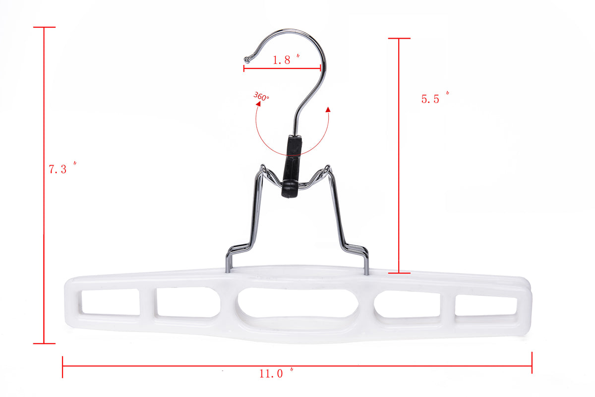 P032 – Heavy-Duty Plastic Skirt Hanger with Clamp – 11" – White