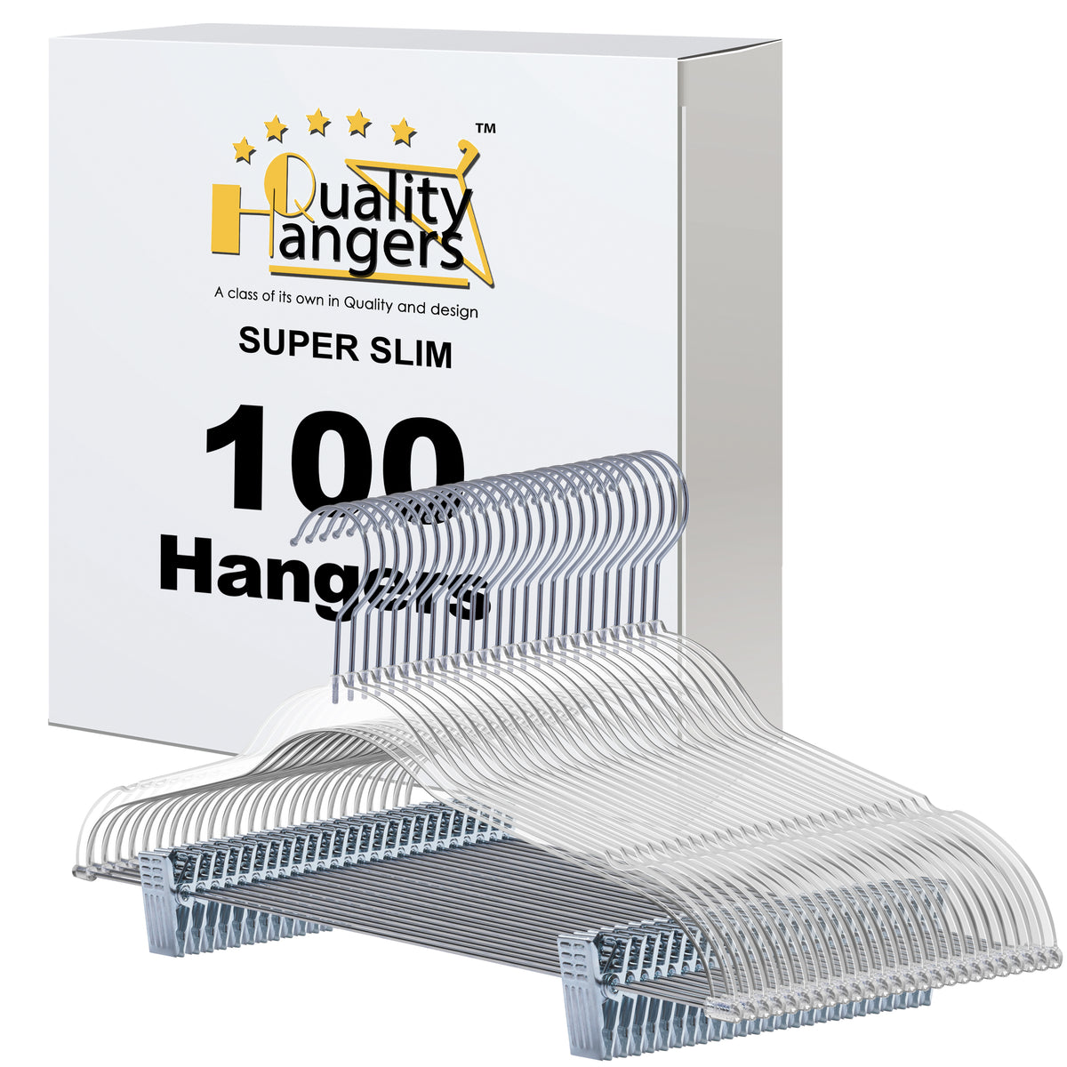 P255-CL – Slim Heavy-Duty Plastic Skirt Hanger with Clips – 16.5" – Clear