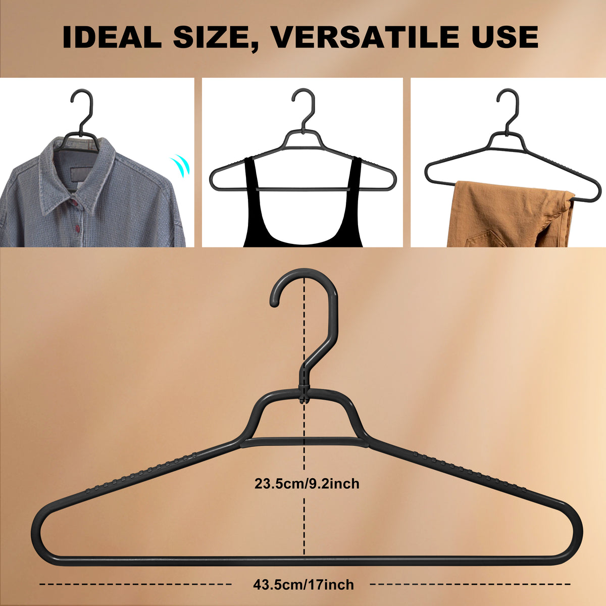 P311 – Plastic Shirt Hanger with Swivel Hook & Accessory Bar – 17"