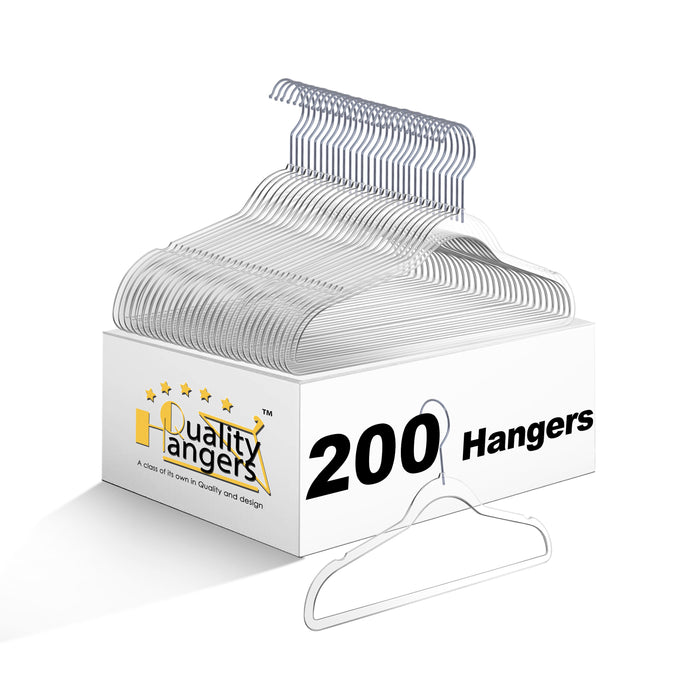 P350 – Kids Slim Plastic Shirt Hanger with Swivel Hook – 13.7" – Clear / Chrome Hook