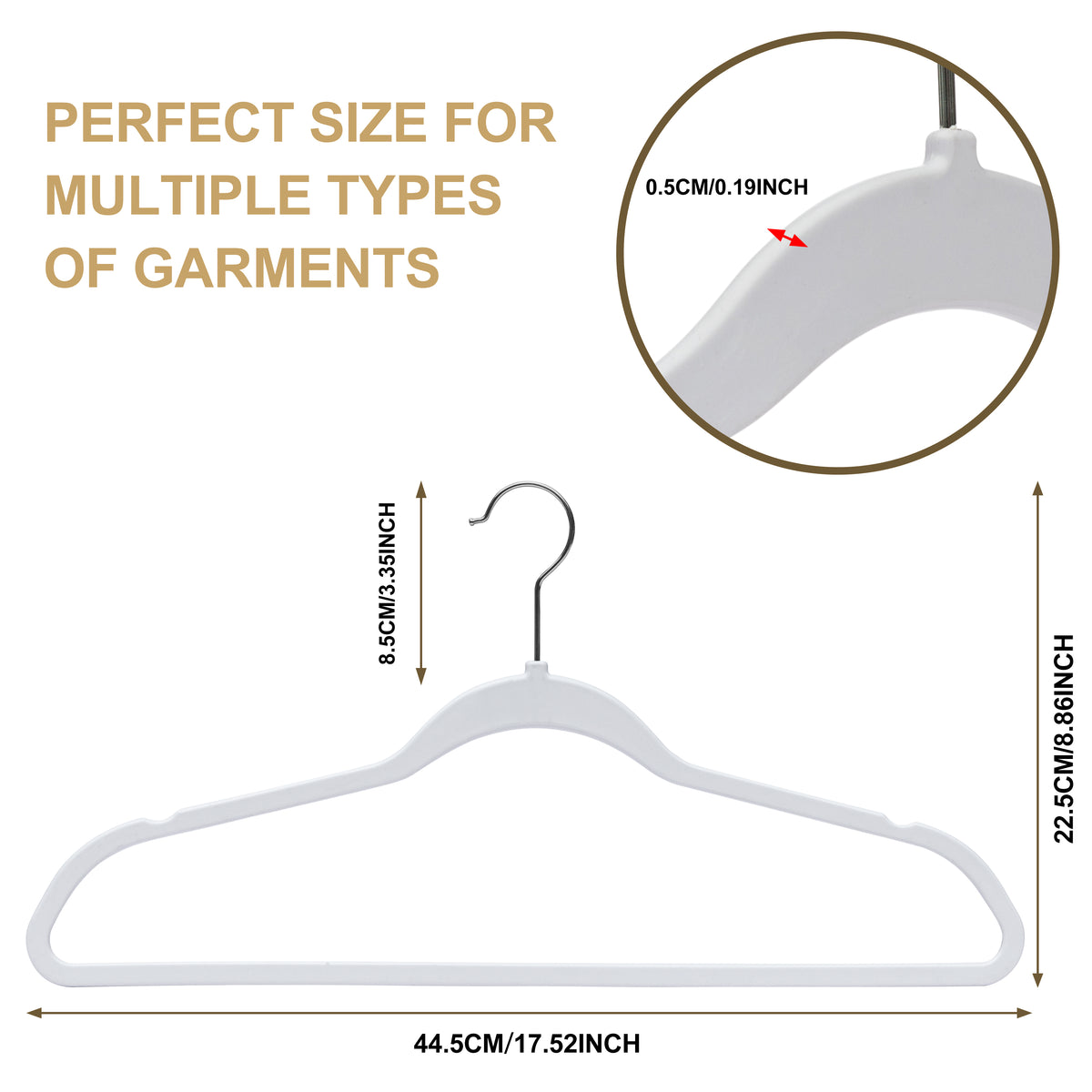 PL014 – Space-Saving Plastic Shirt Hanger – 17.7" – White