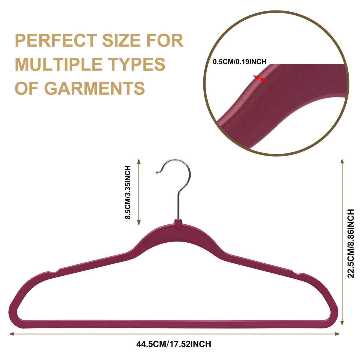 PL025 – Space-Saving Plastic Shirt Hanger – 17.7" – Raspberry
