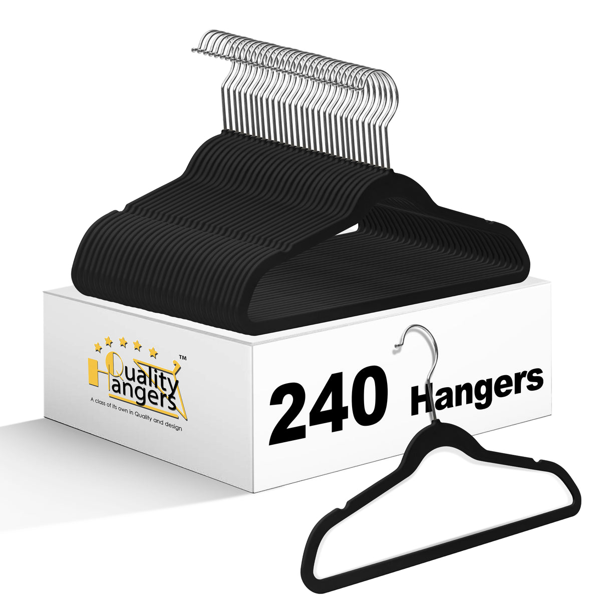 PL031 – Kids Space-Saving Plastic Shirt Hanger with Swivel Hook – 13.7" – Black / Chrome Hook