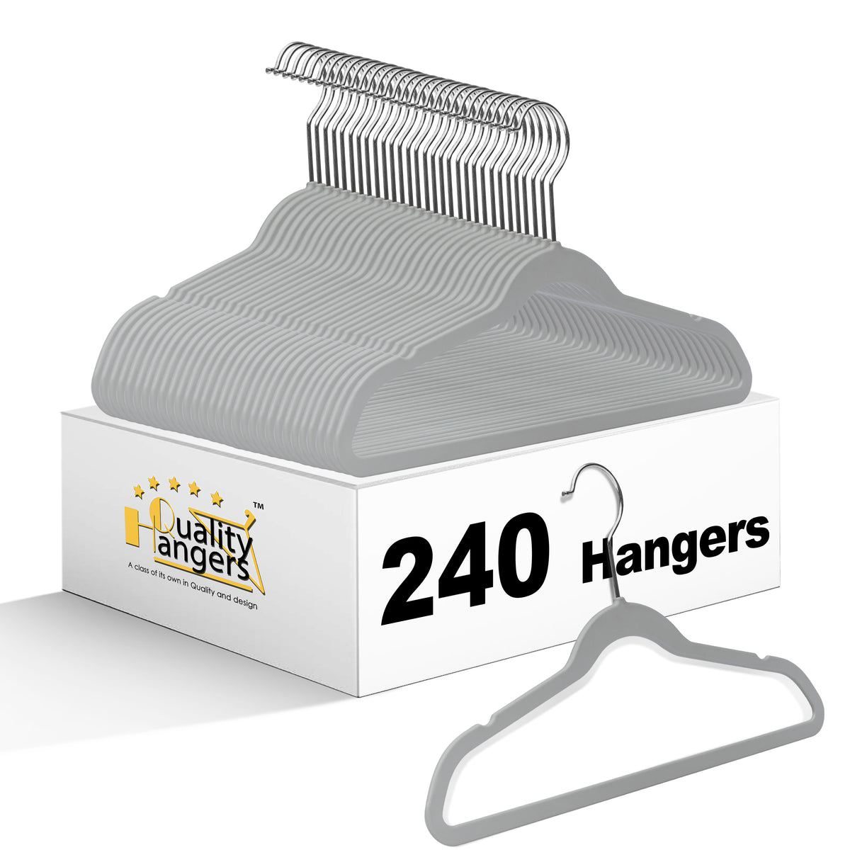 PL033 – Kids Space-Saving Plastic Shirt Hanger with Swivel Hook – 13.7" – Gray / Chrome Hook