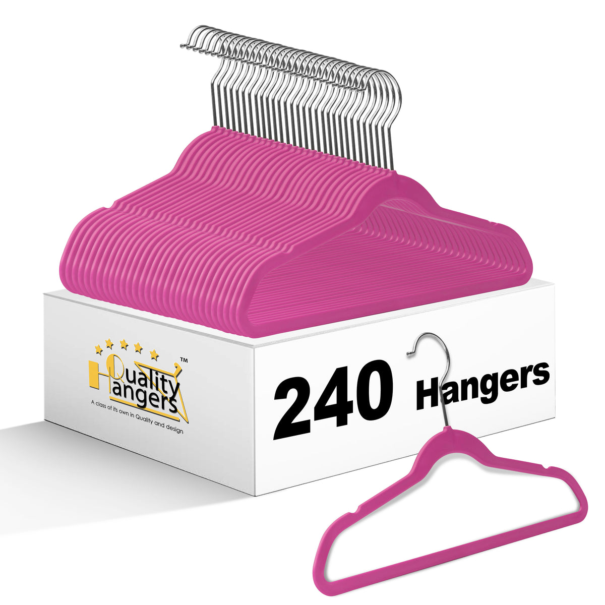 PL035 – Kids Space-Saving Plastic Shirt Hanger with Swivel Hook – 13.7" – Pink / Chrome Hook