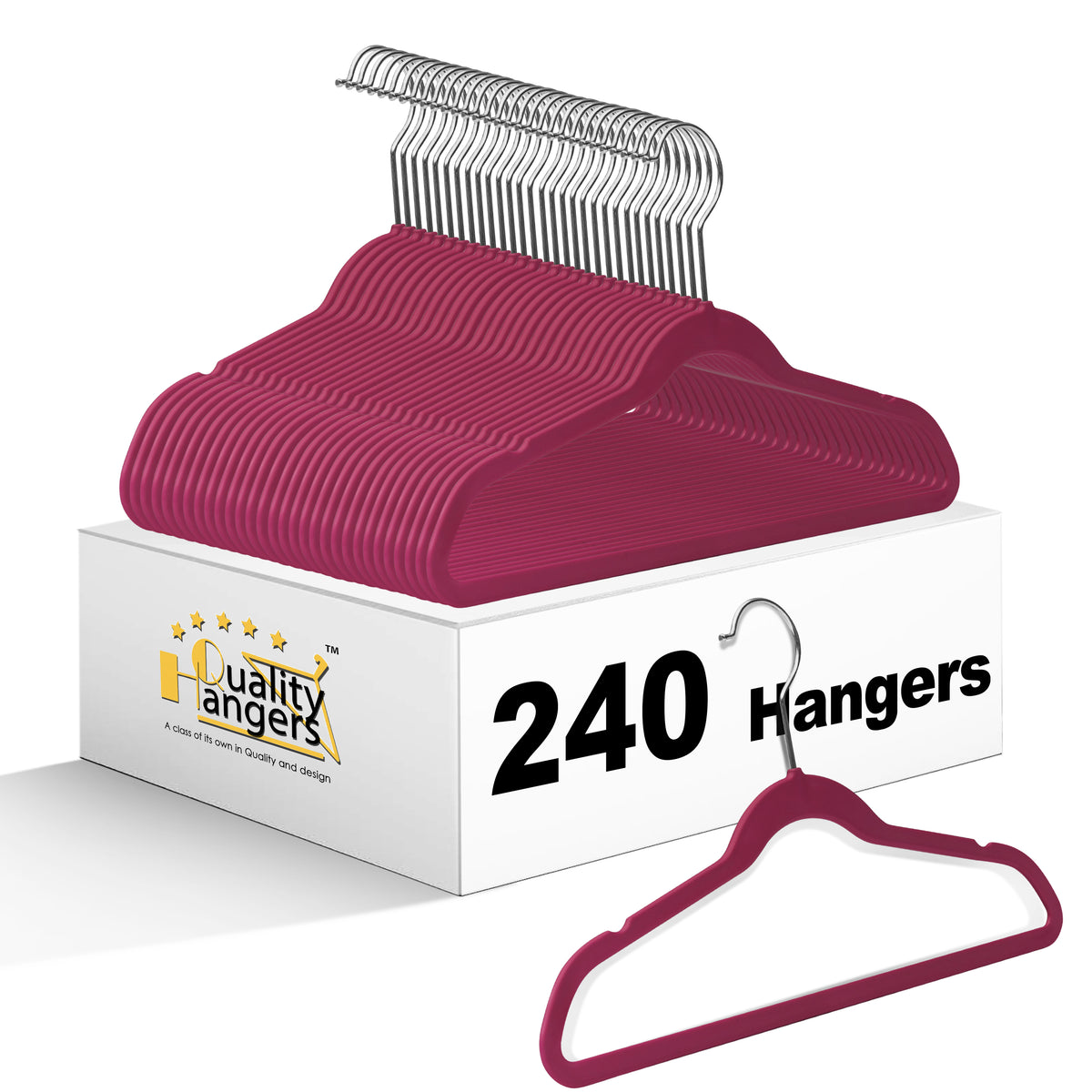 PL036 – Kids Space-Saving Plastic Shirt Hanger with Swivel Hook – 13.7" – Raspberry / Chrome Hook